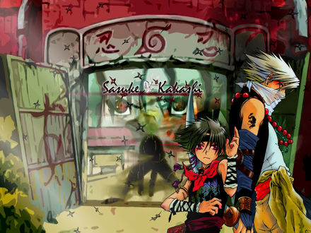 Обои на рабочий стол Sasuke & Kakashi