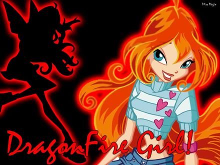 Обои на рабочий стол Dragon Fire girl