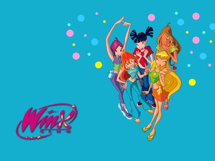 Обои на рабочий стол Winx Club Текна, Муза, Блум, Стелла, Флора