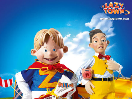 Обои на рабочий стол Лентяево, Зигги и Стинги (Lazy town, www.lazytown.com)