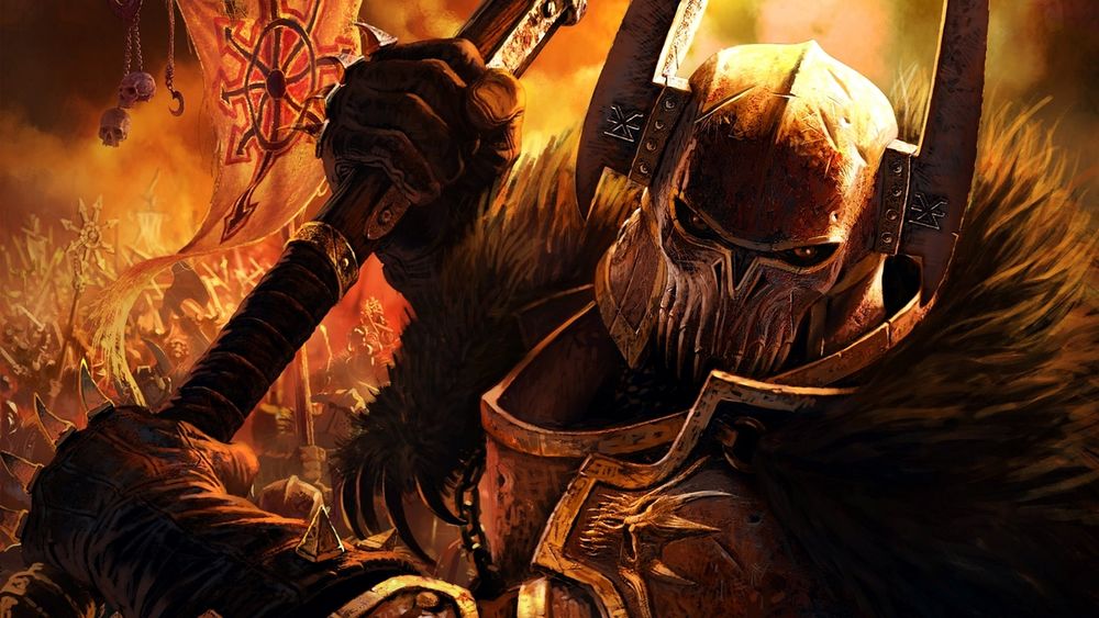 Обои для рабочего стола Воин Орды Хаоса из игры Warhammer: Mark of Chaos / Молот войны: Печать Хаоса