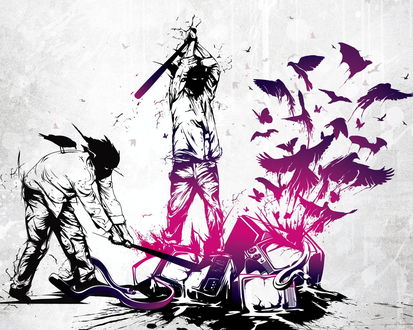 Обои на рабочий стол Обложка альбома Life Starts Now (2009) группы Three Days Grace