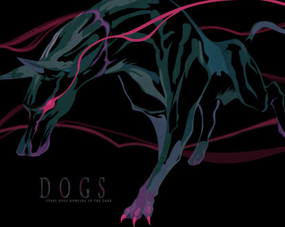 Обои на рабочий стол Красноглазая собака (DOGS Stray dogs howling in the dark)