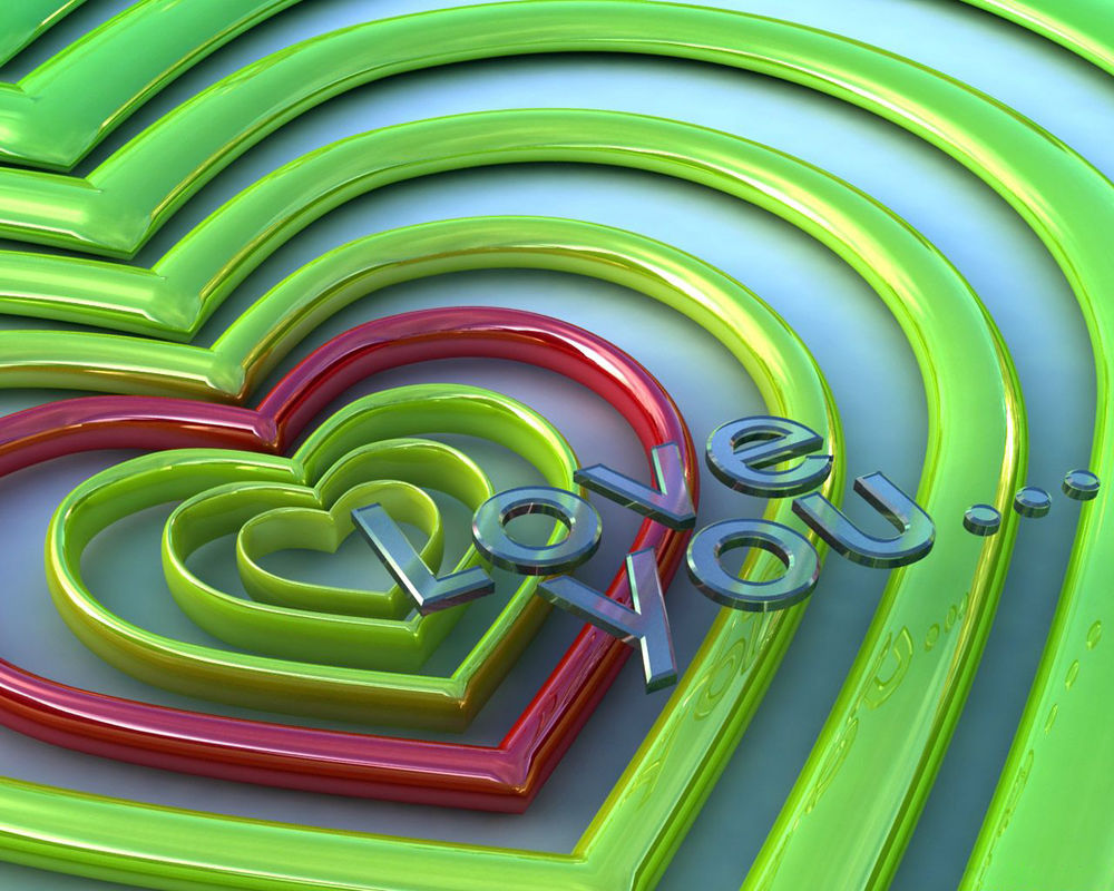 Обои для рабочего стола Блестящие сердечки Love You