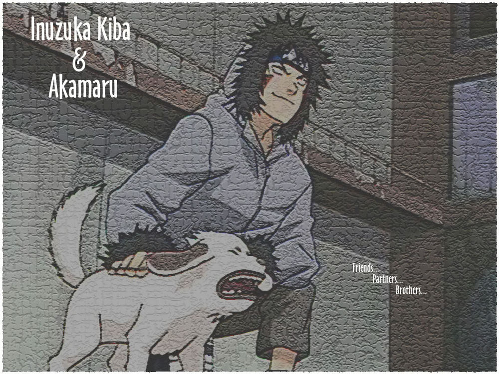 Обои для рабочего стола Inuzuka Kiba & Akamaru Friends Partners Brothers