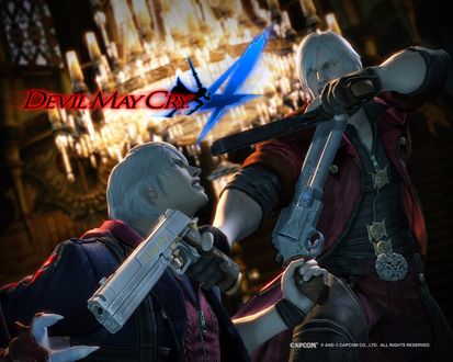 Обои на рабочий стол Devil May Cry IV: Nero vs Dante
