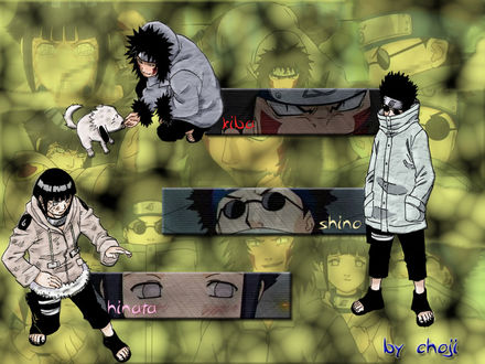 Обои на рабочий стол Kiba Shino Hinata