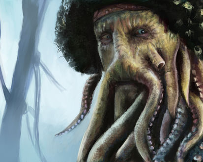 Обои на рабочий стол Рисунок Деви Джонса (Ктулту, Davy Jones) из Пиратов Карибского моря