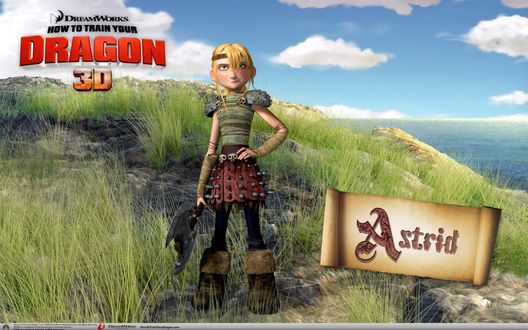 Обои на рабочий стол Астрид из мультика «Как приручить дракона» (Astrid, How to train your dragon 3D)