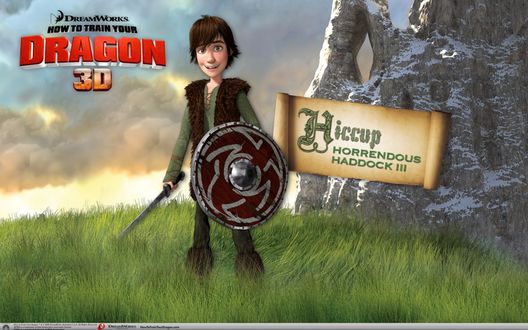 Обои на рабочий стол Викинг из мультика «Как приручить дракона» (Hiccup, Herrendous haddock III, How to train your dragon 3D)