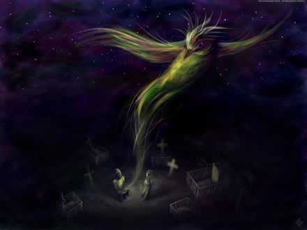 Обои на рабочий стол Колдовсие обряды на кладбище, вызывают духа (бесконечный полёт,посвещаются прице К...)