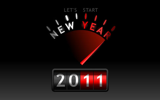 Обои на рабочий стол Спидометр с надписью (LET'S  START  NEW  YEAR  2011)