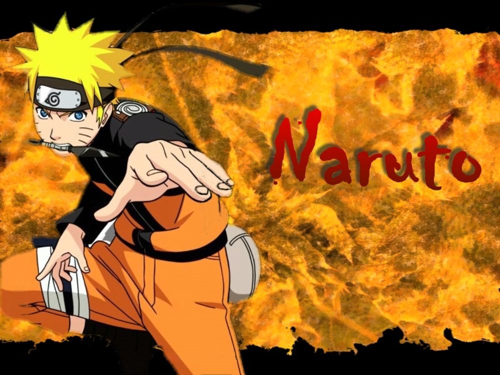 Обои для рабочего стола Наруто с кунаем в зубах (Naruto)