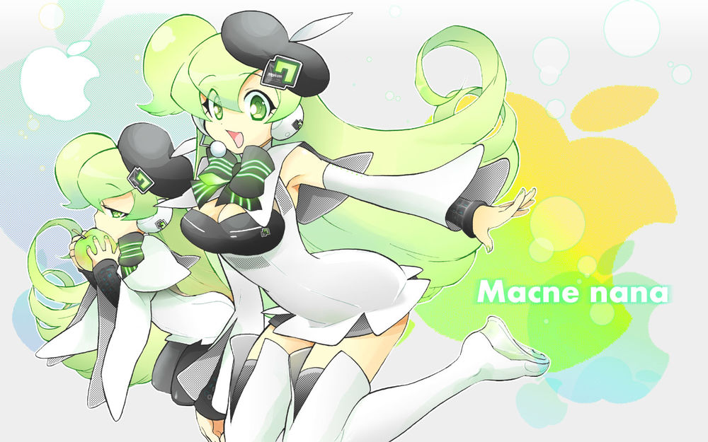 Обои для рабочего стола Зеленоволосая анимешка (Macne nana)