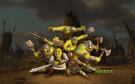 Обои на рабочий стол Много злобных Шреков (Shrek DreamWorks)