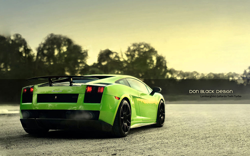 Обои для рабочего стола Зеленая гоночная машина Don black design Lamborghini Gallardo Twin Turbo