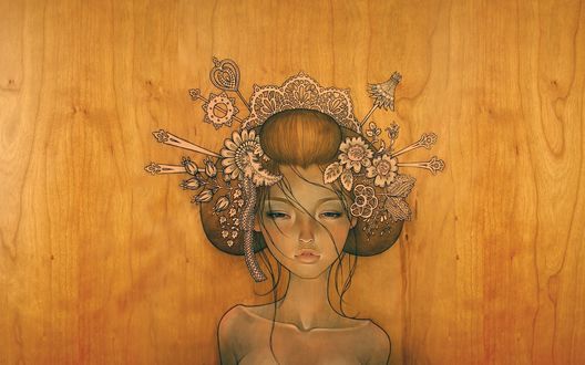 Обои на рабочий стол Девушка с красивой прической  (© Audrey Kawasaki Yuuwaku (Allure))