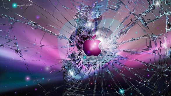 Обои на рабочий стол Apple разбила окно (© alegs 2009)