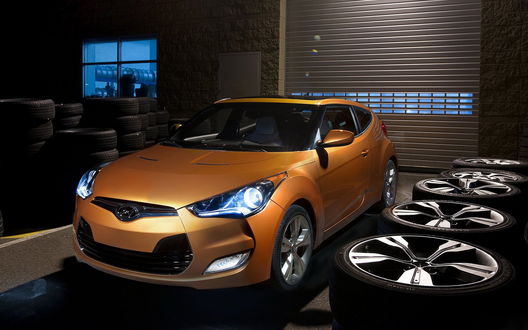 Обои на рабочий стол Hyundai-Veloster 2012 в гараже