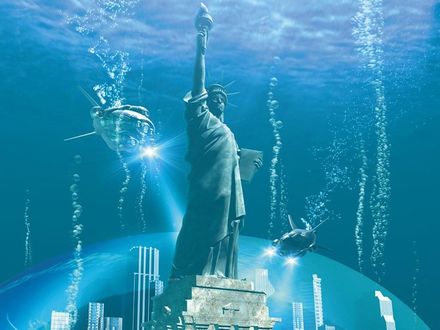 Обои на рабочий стол Подводный мир -США , статуя Свободы..