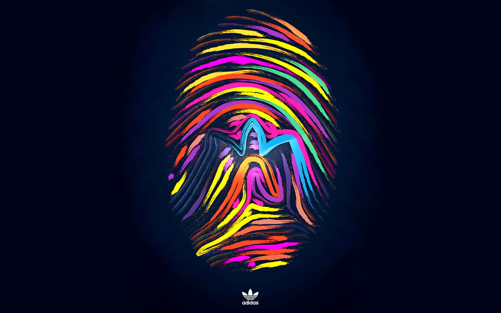 Обои для рабочего стола Цветной отпечаток пальца (adidas)