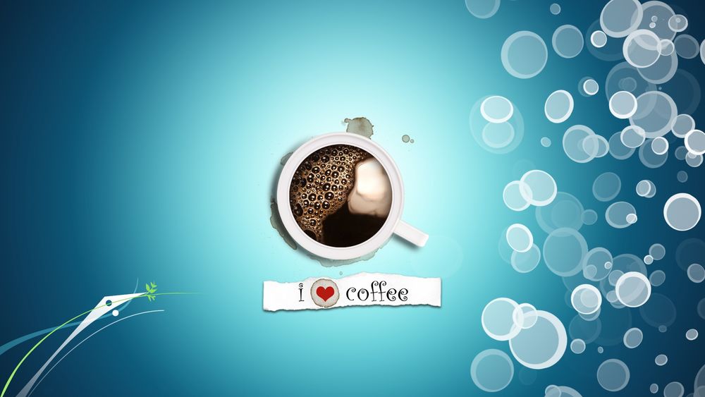 Обои для рабочего стола Чашка с крепким кофе (I love coffee)