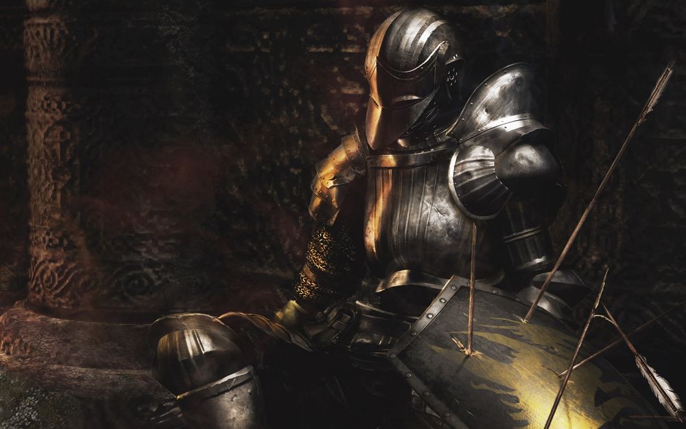 Обои для рабочего стола Рыцарь в доспехах из игры Dark Souls / Темные души