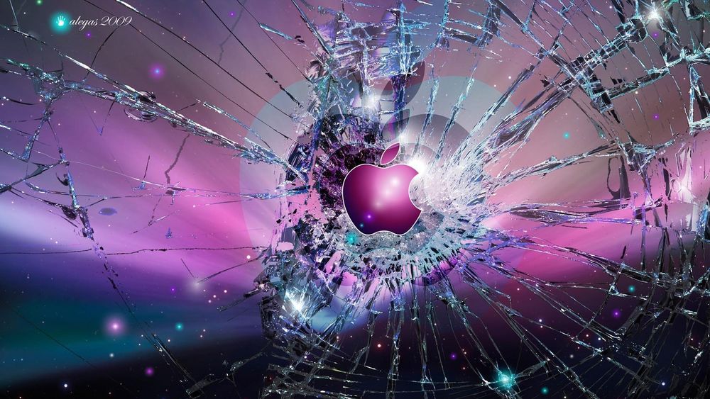Обои для рабочего стола Apple разбила окно (© alegs 2009)