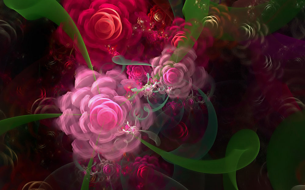 Обои для рабочего стола Красивые розы из абстрактных круглешков