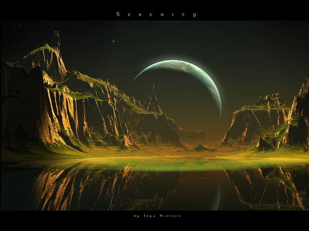 Обои для рабочего стола Планета за горами -serenity (прозрачность) by Inga Nietsen