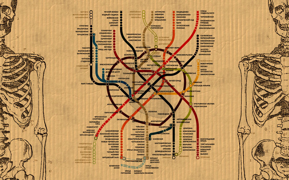 Обои для рабочего стола карта метро в виде кровеносной системы человека