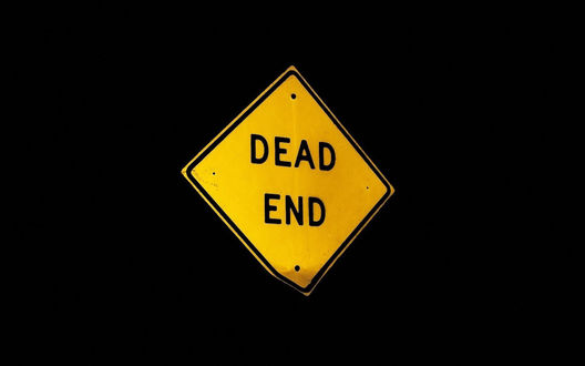 Обои на рабочий стол Знак 'DEAD END' (тупик) на чёрном фоне