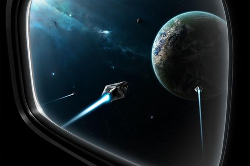 Обои на рабочий стол Космические капсулы летят к земле