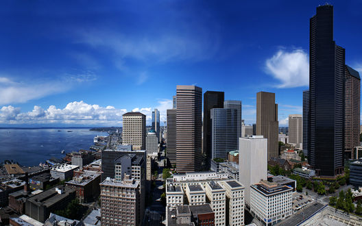 Обои на рабочий стол Seattle (USA). Панорамный снимок города Сиеттл, США.