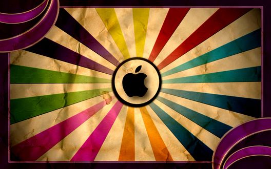 Обои на рабочий стол Разноцветный логотип известной фирмы Apple