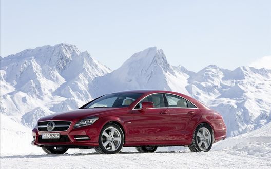 Обои на рабочий стол Красный автомобиль Mercedes Benz CLS 350cdi 4matic
