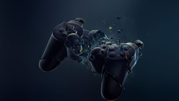 Обои на рабочий стол Разломанный геймпад от SONY Pllaystation 3