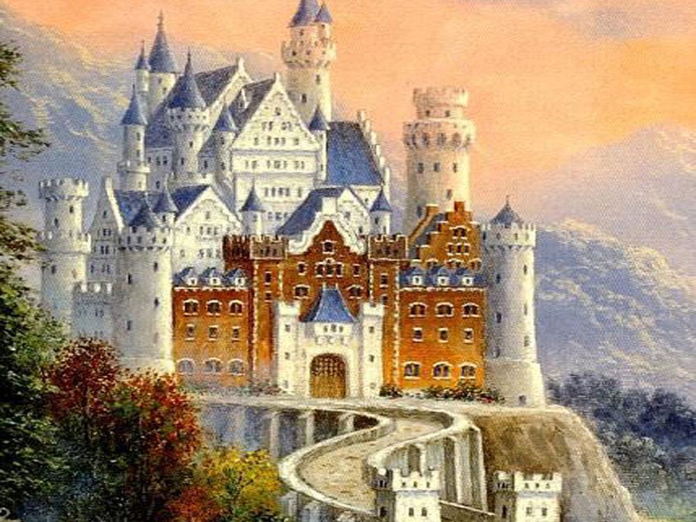 Обои для рабочего стола Картина 'Замок Нойшванштайн / Schlob Neuschwanstein около городка Фюссен в юго-западной Баварии, Германия'