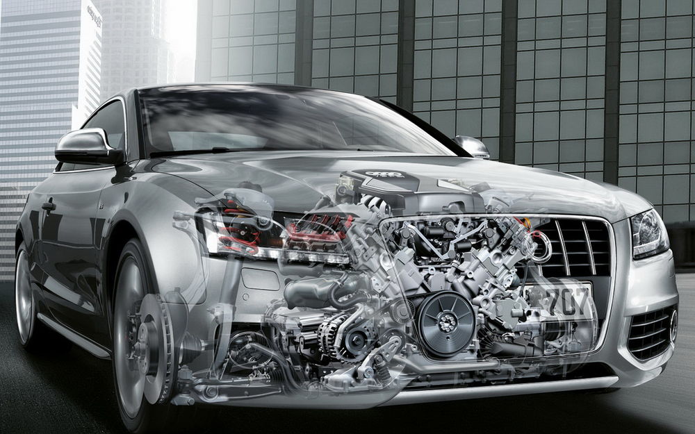 Обои для рабочего стола Прозрачная Ауди / Audi видны все ее детали