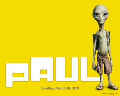 Обои на рабочий стол Обои из фильма «Пол, Секретный материальчик» / «Paul» (Landing March 18, 2011)