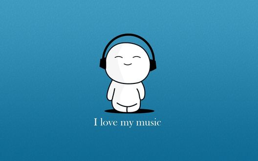 Обои на рабочий стол Белый человек в наушниках (I love my music)