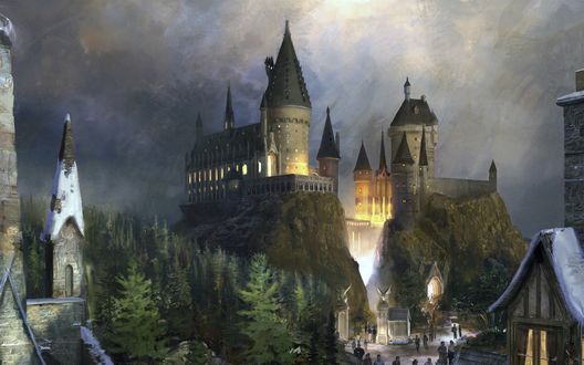 Обои на рабочий стол Замок Хогвартс / Нogwarts из фильмов о Гарри Поттере / Harry Potter