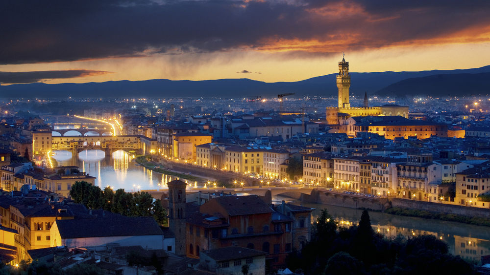 Обои для рабочего стола Италия, ночная Флорнция / Italy, florence