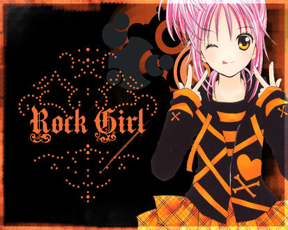 Обои на рабочий стол Аму из аниме 'Shugo Chara' (Rock Girl)