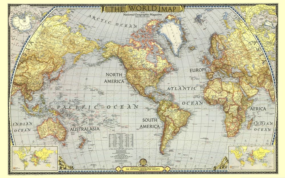 Обои для рабочего стола Карта мира (The world map? the national geographic socety)