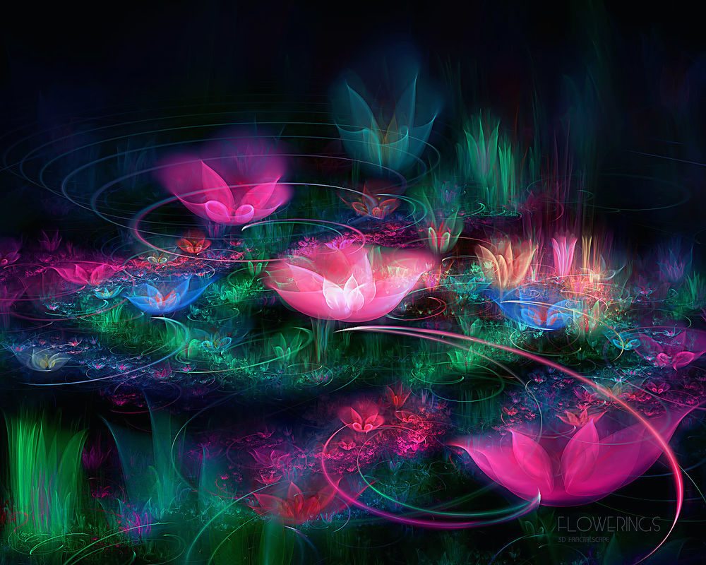 Обои для рабочего стола Фрактальные цветы (Flowerings 3D Fractalscape)