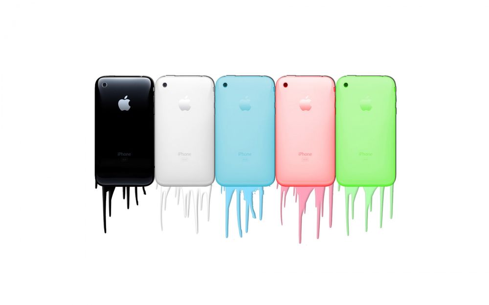 Обои для рабочего стола Айфоны / iPhone пяти цветов