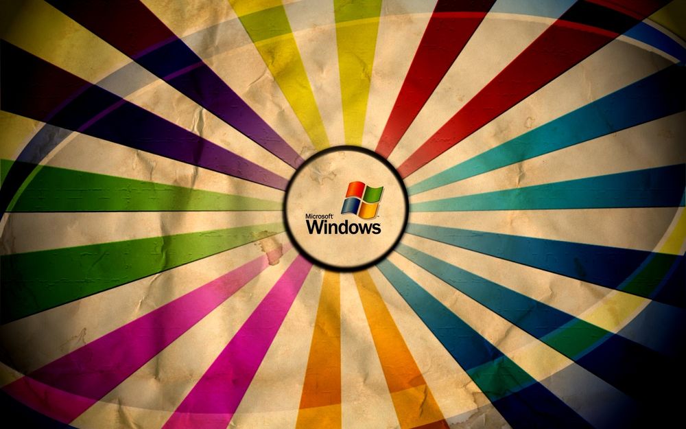 Обои для рабочего стола Логотип Microsoft Windows в виде разноцветного солнца