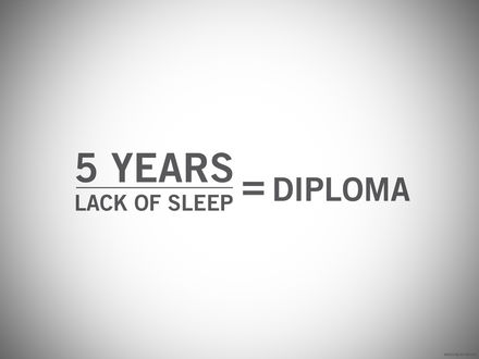 Обои на рабочий стол '5 years + lack of sleep = diploma' / '5 лет + недостаток сна = диплом'