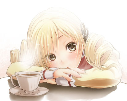 Обои на рабочий стол Tomoe Mami / Мами Томоэ из аниме Девочка Волшебница Мадока Магика / Mahou Shoujo Madoka Magica